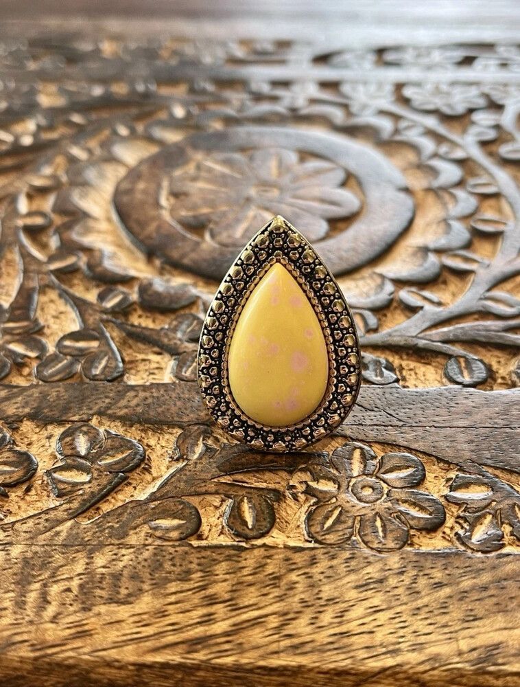 SAMANTHA WILLS PINK/YELLOW MARBLE MINI BOHEMIAN BARDOT RING IN GOLD