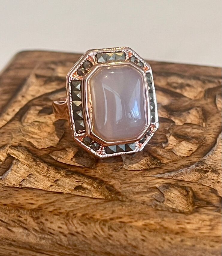 ⚜️SAMANTHA WILLS THE GUARDIAN RING “ASPHALT” IN ROSE GOLD WITH MOONSTONE SIZE 7