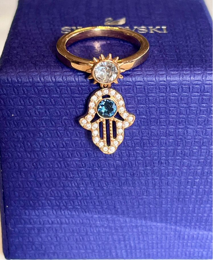 ⚜️RETIRED SWAROVSKI SYMBOLIC MOTIF HAMSA CHARM RING 18K RGP - SIZE 52 - BNWOT