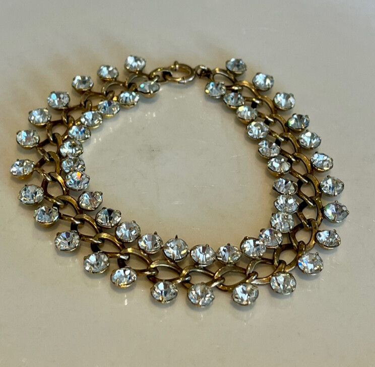 ⚜️VINTAGE BINDER BROTHERS 12K GOLD FILLED RHINESTONE TENNIS BRACELET