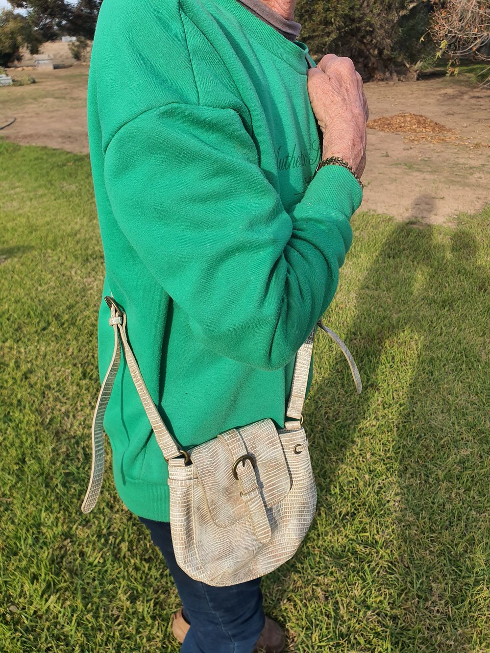 Faux animal skin look cross body bag