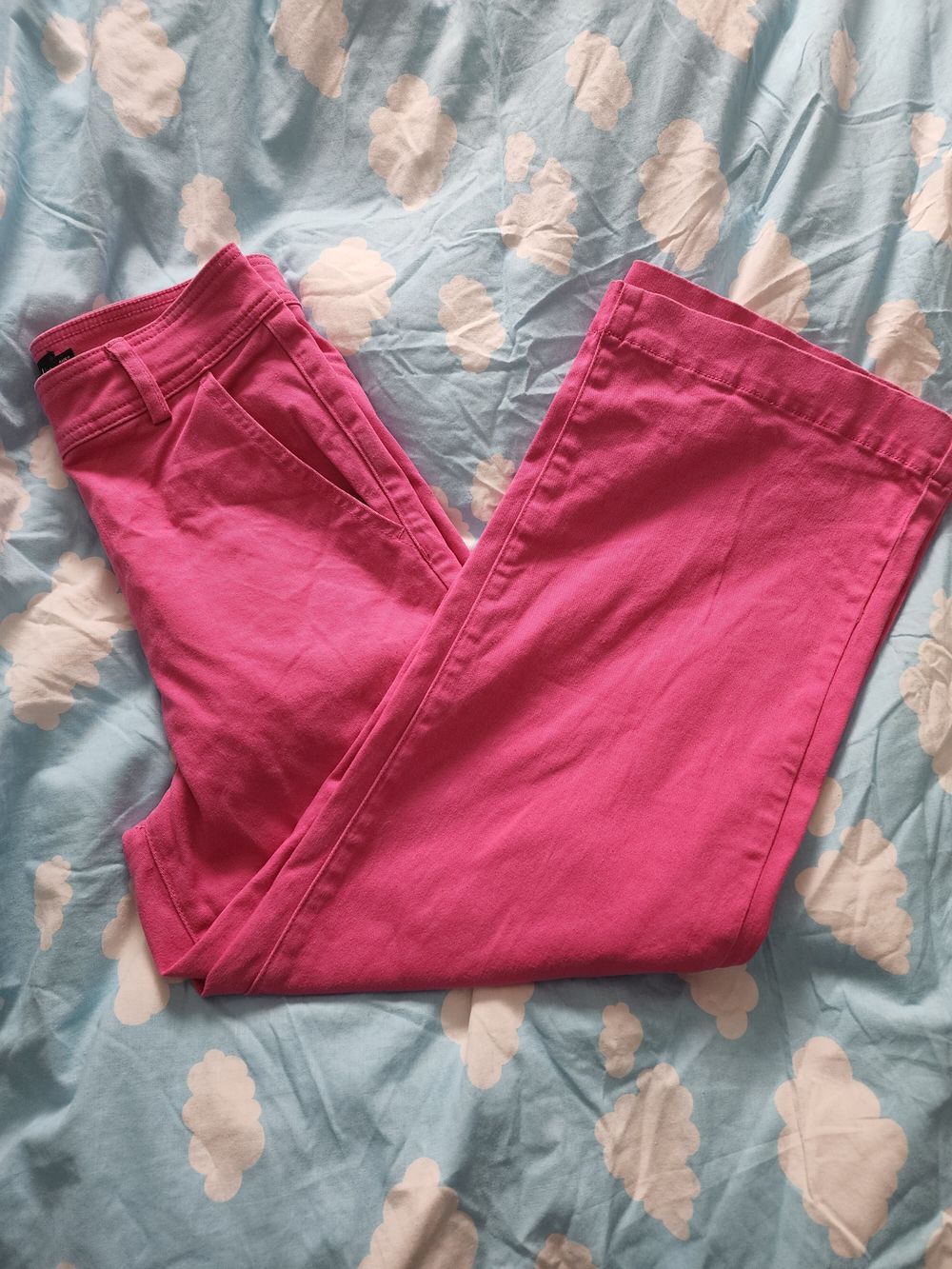 Pink wide leg jeans