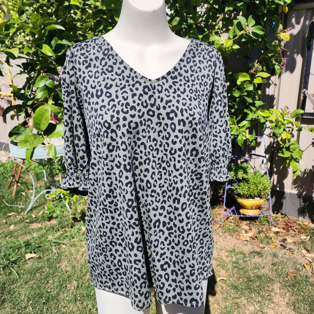 Khaki animal print top