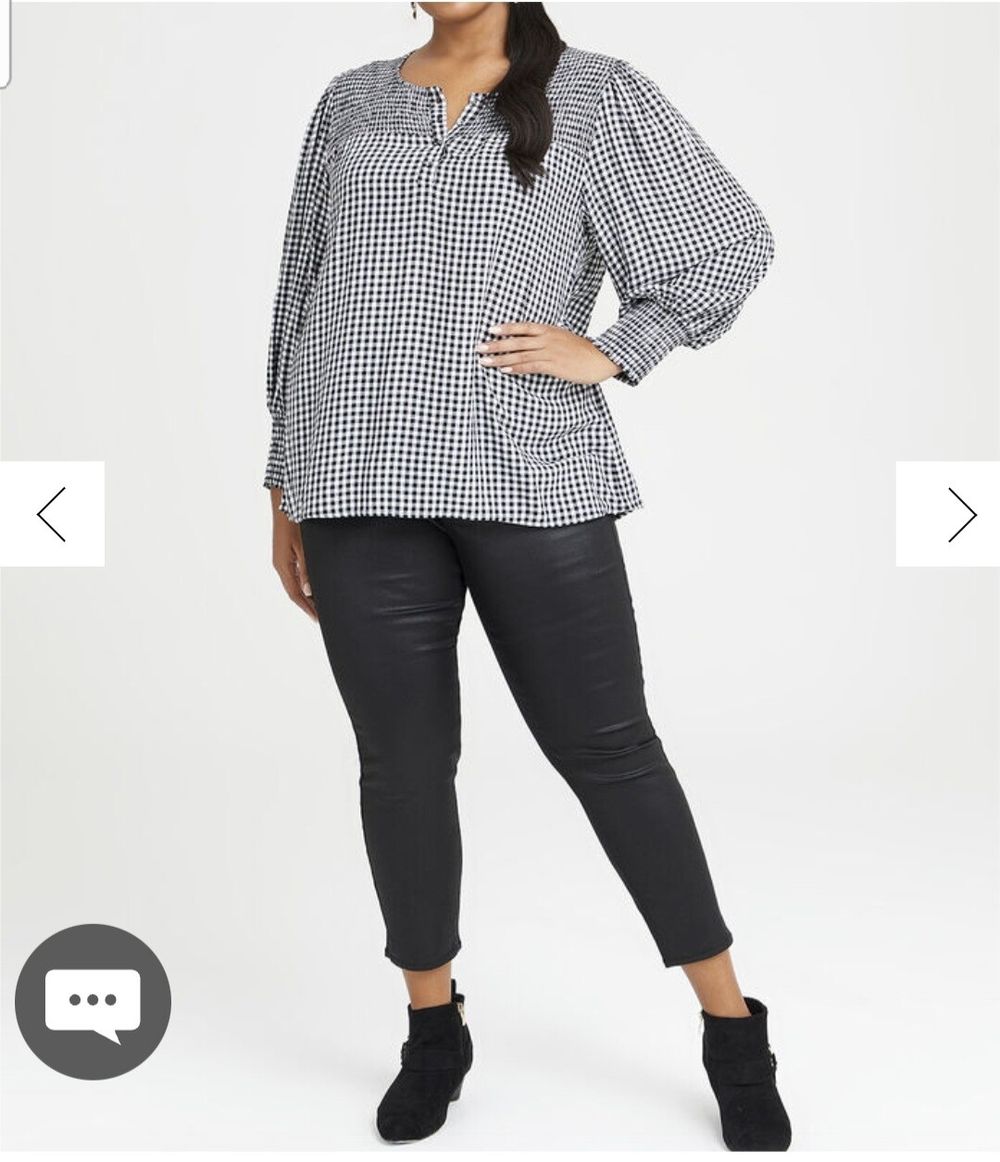 Natural mini gingham peasant top