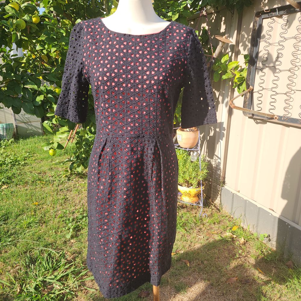 Pink and black broderie dress