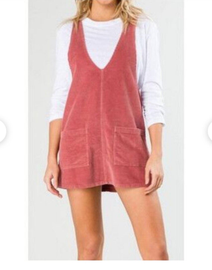 RUSTY PINK CORDAROY PINAFORE