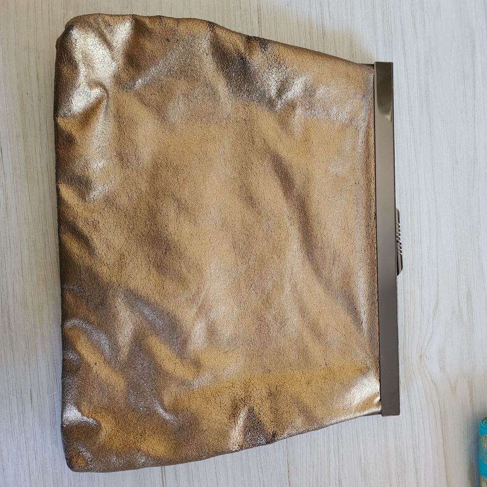 SPORTSGIRL BRONZE CRUSH LEATHER LOOK CLUTCH