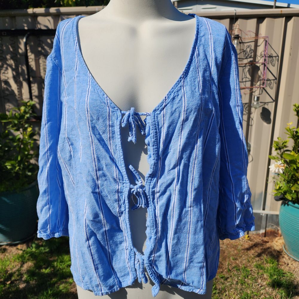 just jeans blue & white verticle strip top