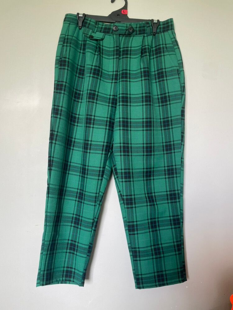 Hell Bunny Green Plaid Pants