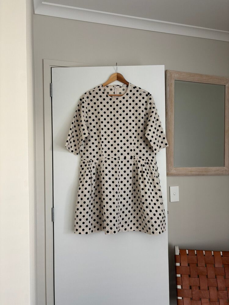 Juliette Hogan Hayley Dress - Size 10 - Polkadot Cream And Black