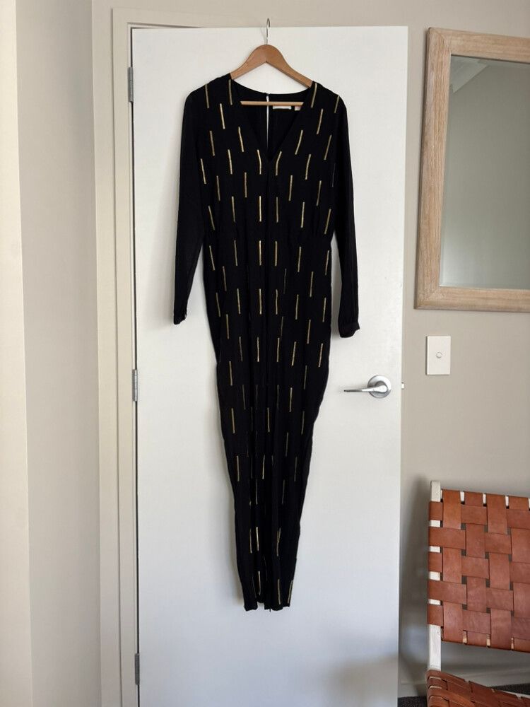 Sass & Bide Black Gold Jumpsuit - Size 8