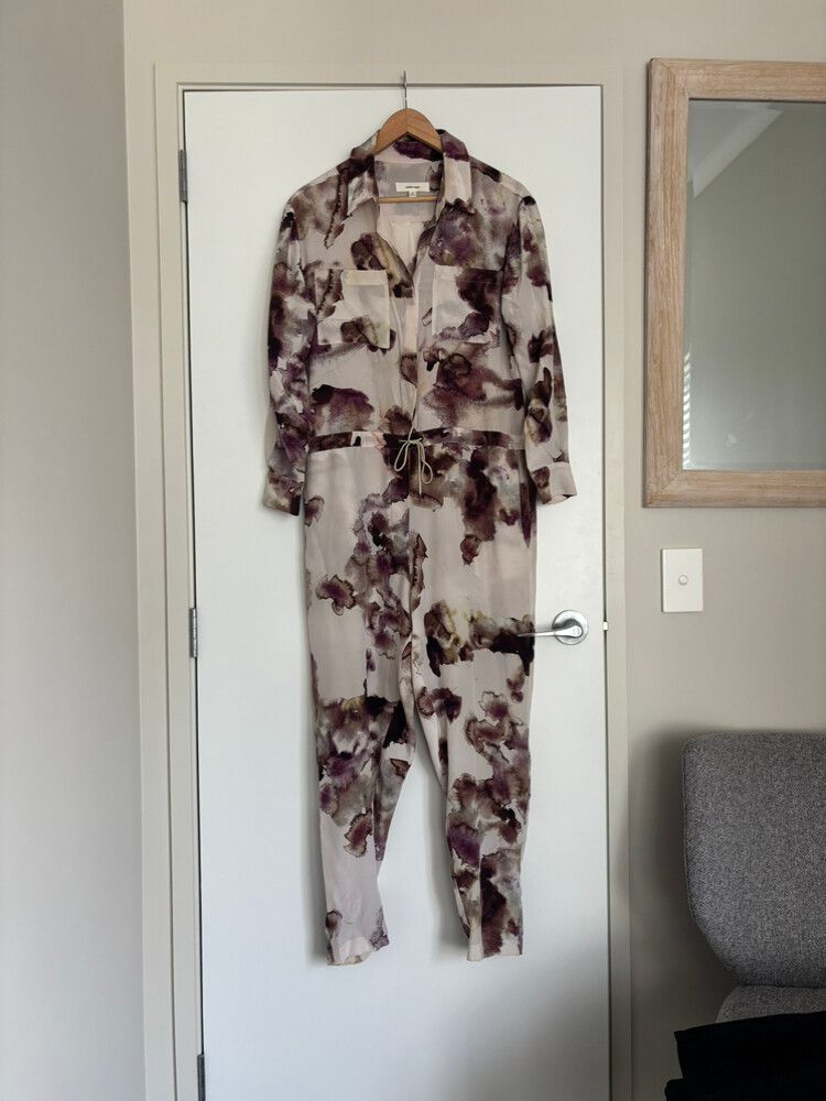 Juliette Hogan 100% Silk Floral Jumpsuit - Size 8