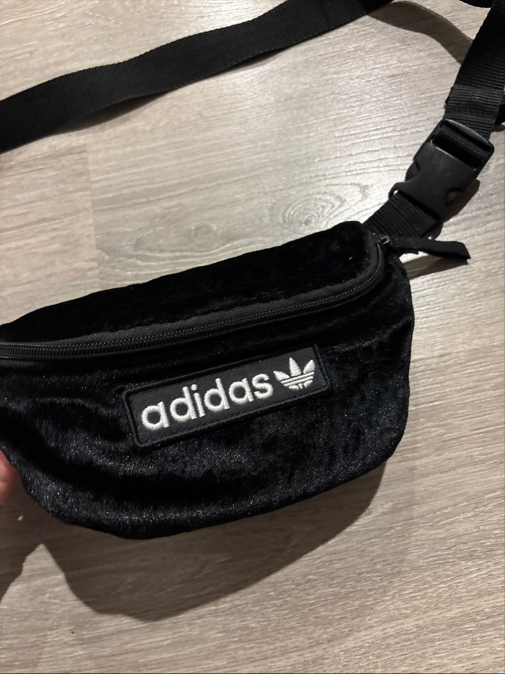 Adidas Black Velvet Belt Bag / Crossbody Bag