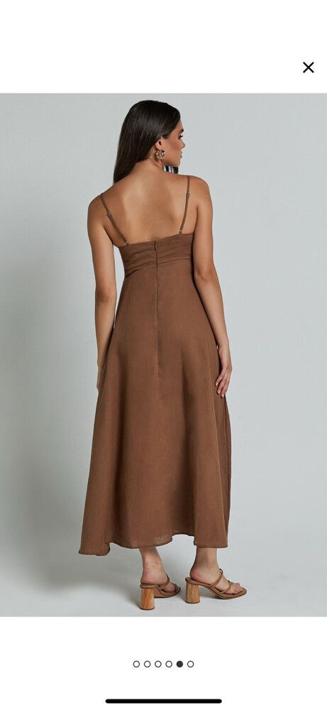 Showpo - Brown linen Dress on Designer Wardrobe Showpo - Brown linen Dress on Designer Wardrobe