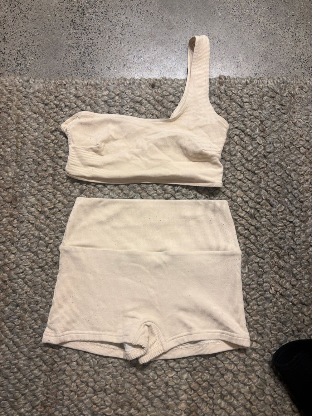 Zulu & Zephyr Beige Ribbed Matching Set