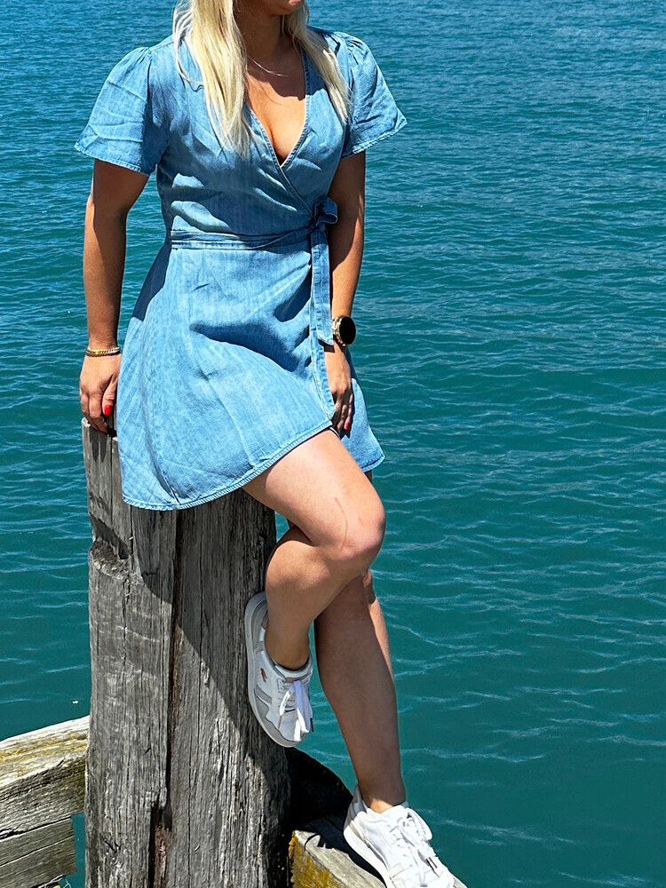 superdry denim dress SUPERDRY Mid Blue Denim Smock Dress, Long Sleeve, UK10 SMALL US6 EU38 RRP 70