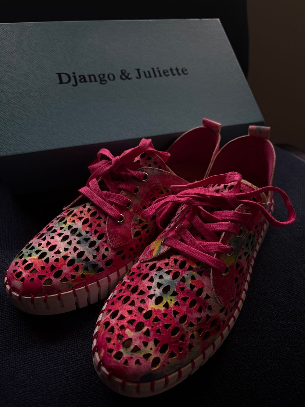 Django & Juliette Leather Pink Floral Shoes