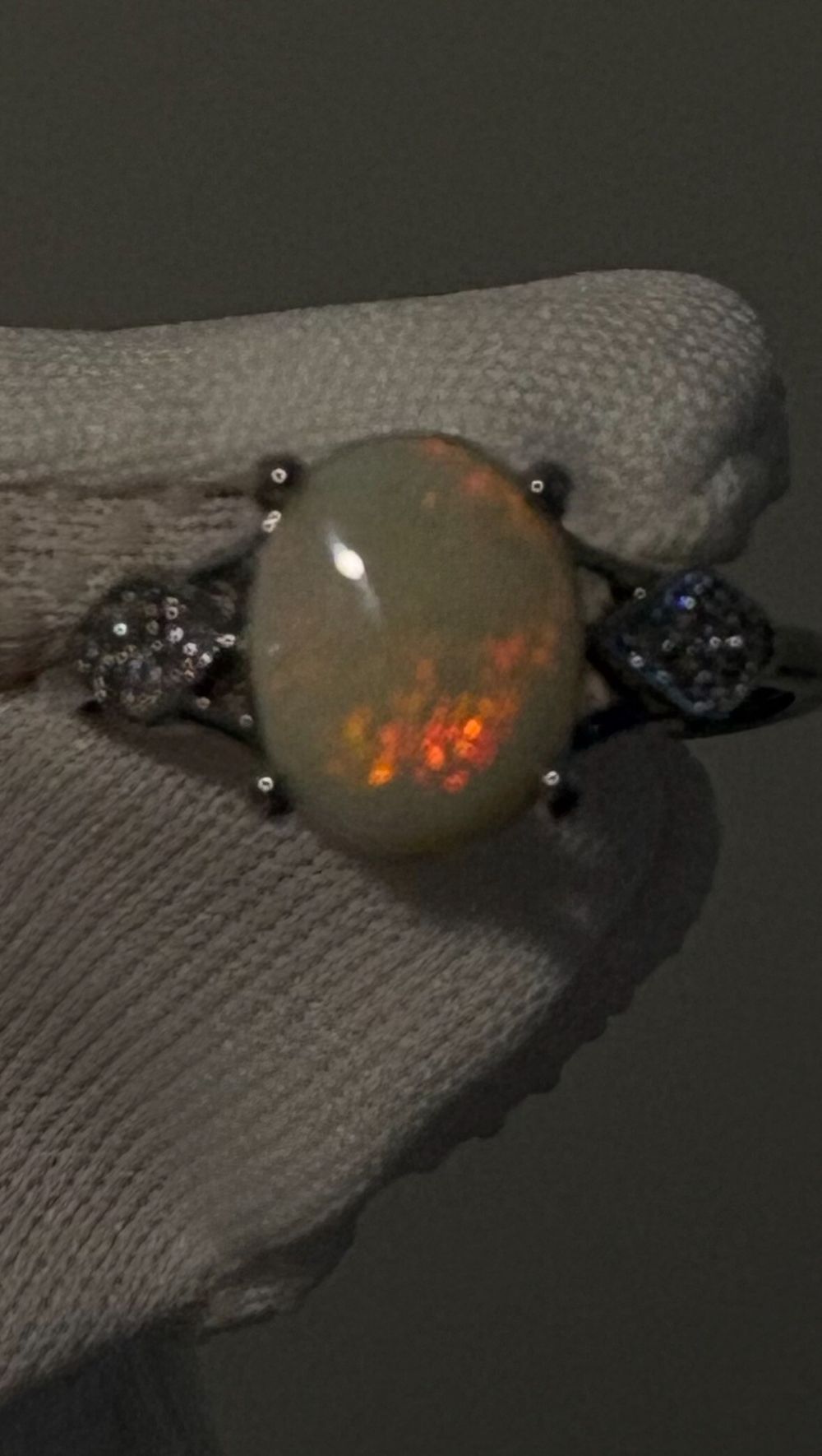 Silver 925 Australian Opal Ring  (Coober Pedy), adjustable
