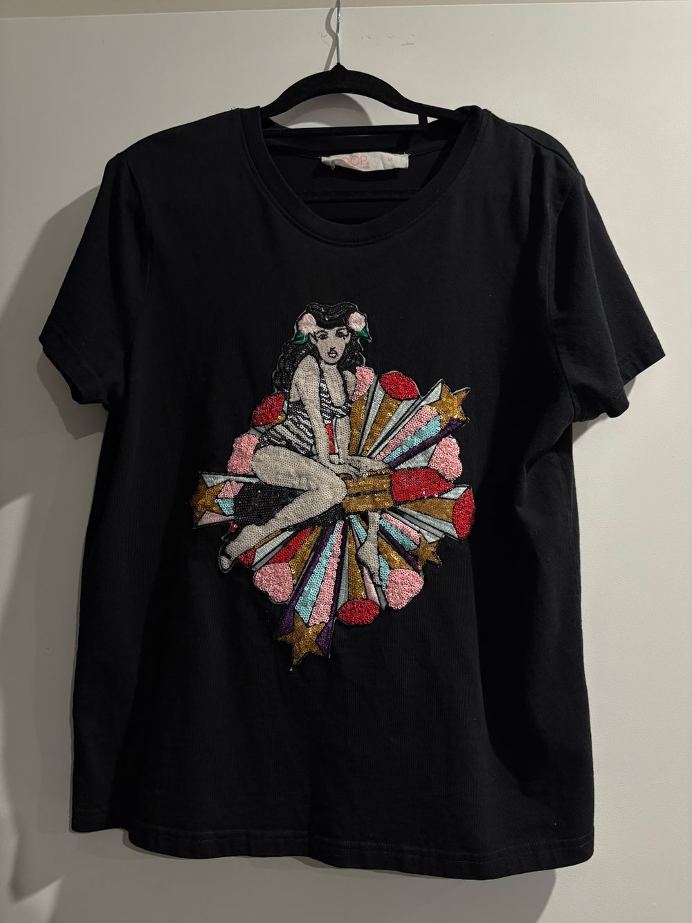 COOP Black Sequin Embellished T-Shirt