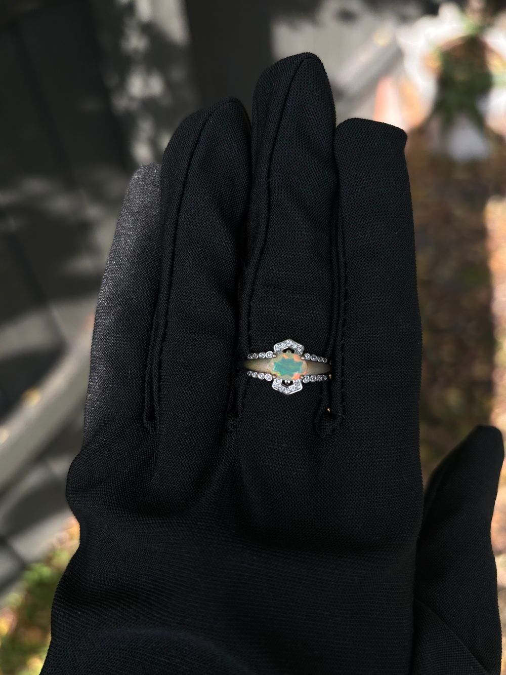 Two tone Ethiopian Opal Silver 925 Adjustable ring