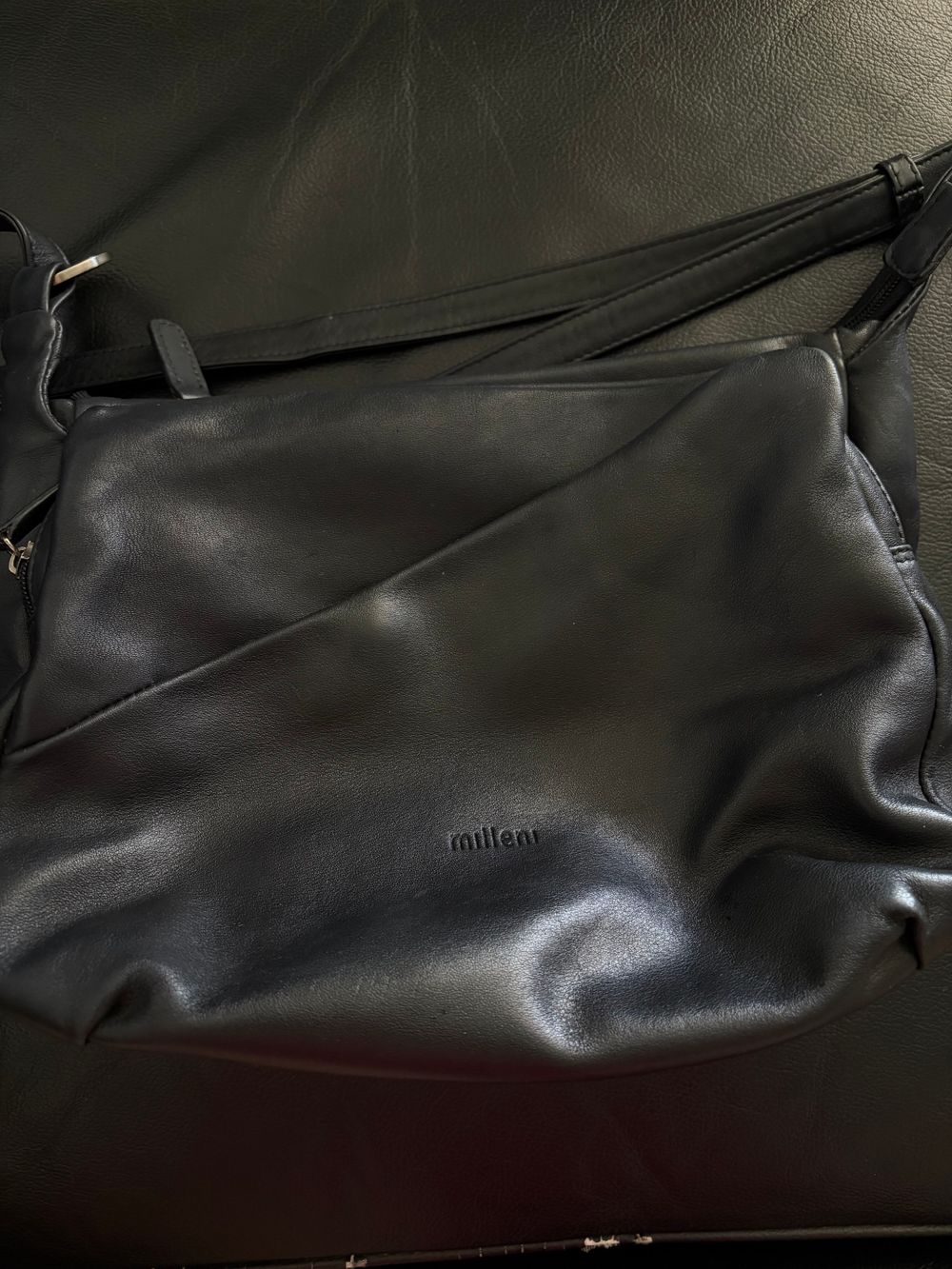 Milleni Black Leather Shoulder Bag