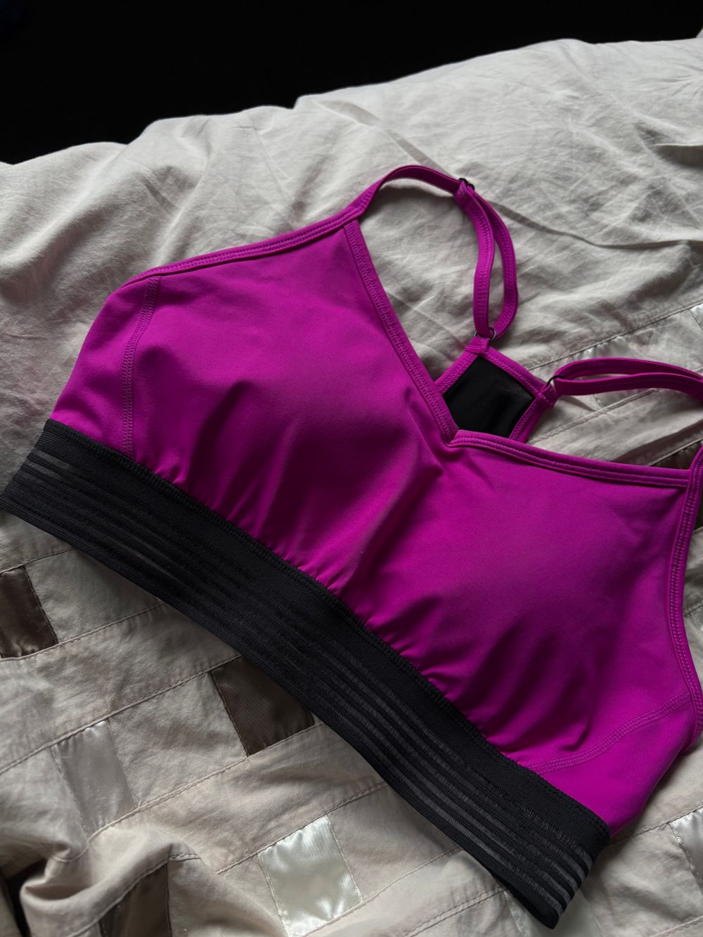 DKNY Black and Purple Sports Bra Size L