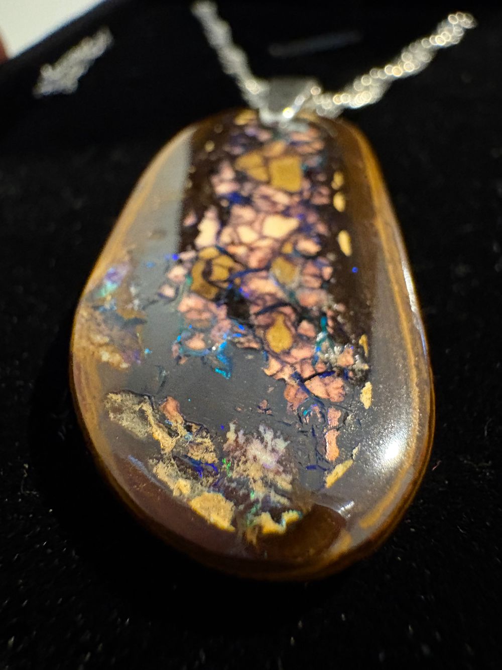 Silver Boulder Opal Pendant Necklace
