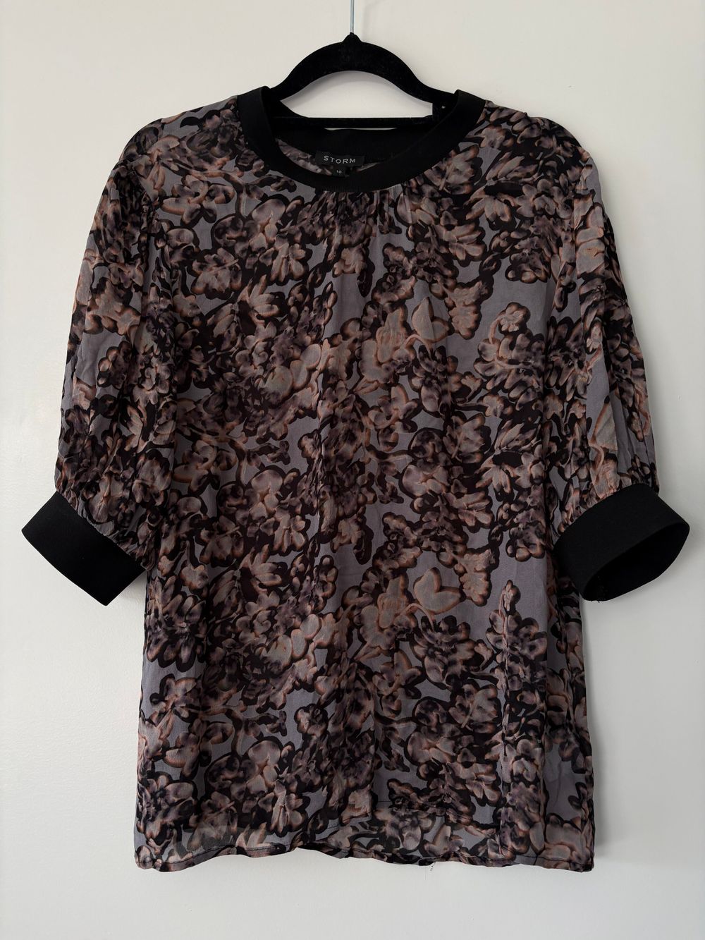 Storm Grey Floral Print Top