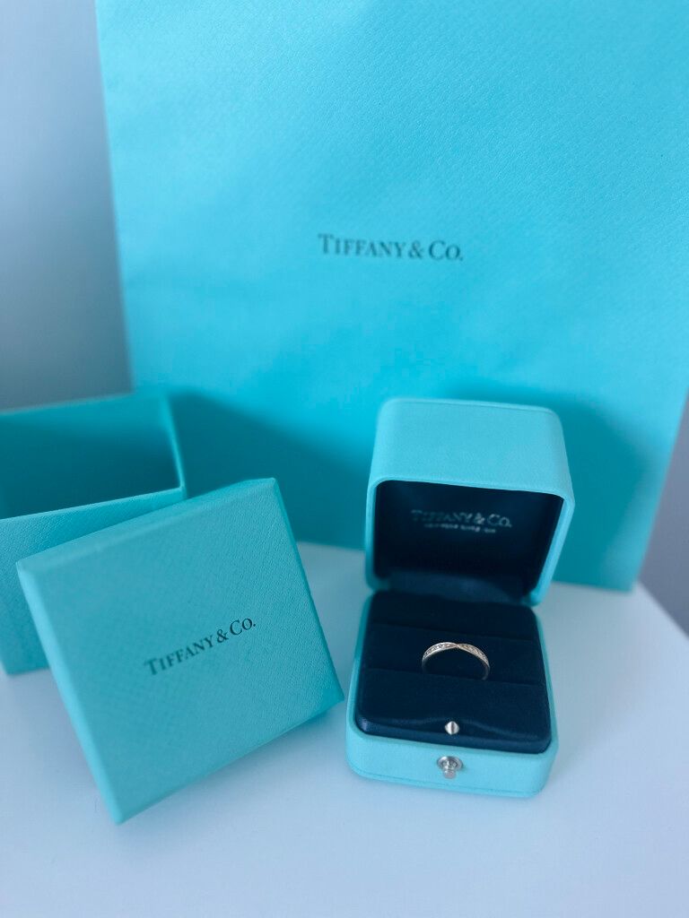 Tiffany & Co. Harmony Diamond Rose Gold Band Ring Size K 1.8 mm