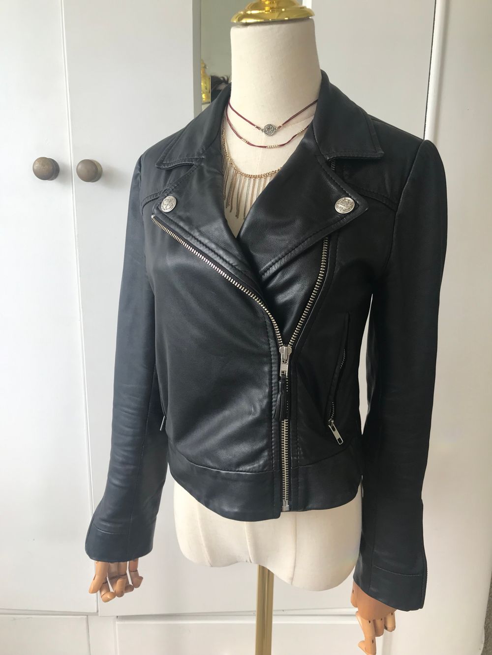 Leather biker jacket