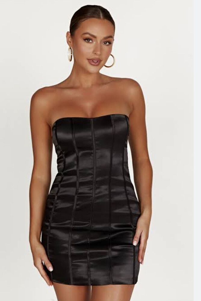 Meshki - Amaya Lace Up Corset Mini Dress - Black on Designer Wardrobe Meshki - Amaya Lace Up Corset Mini Dress - Black on Designer Wardrobe