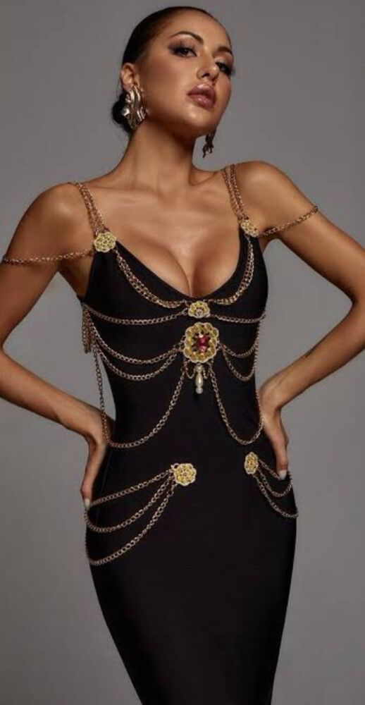 Bella Barr at chain dress