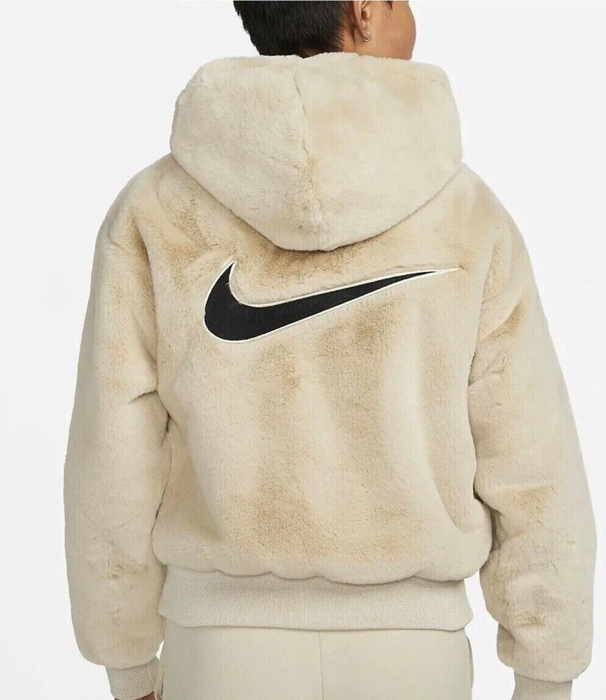 Nike Beige  cropped faux fur  Jacket