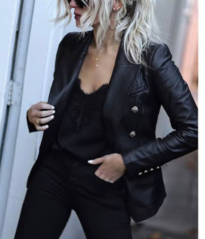 Decjuba Black lambs  Leather Blazer Jacket