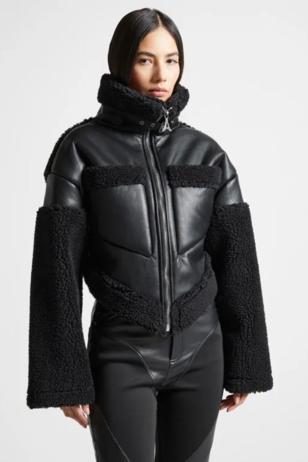Manière de voir corset faux leather shearling corset jacket