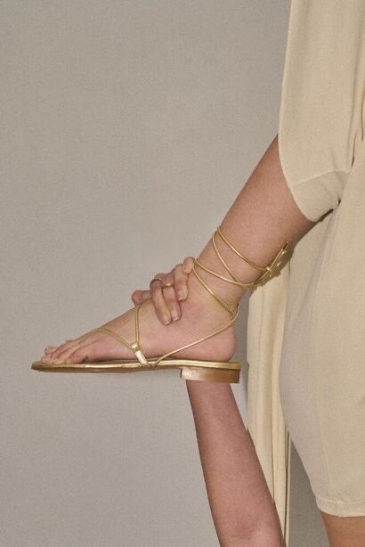 Emme Parsons ‘Susan’ Gold Leather wrap Sandals