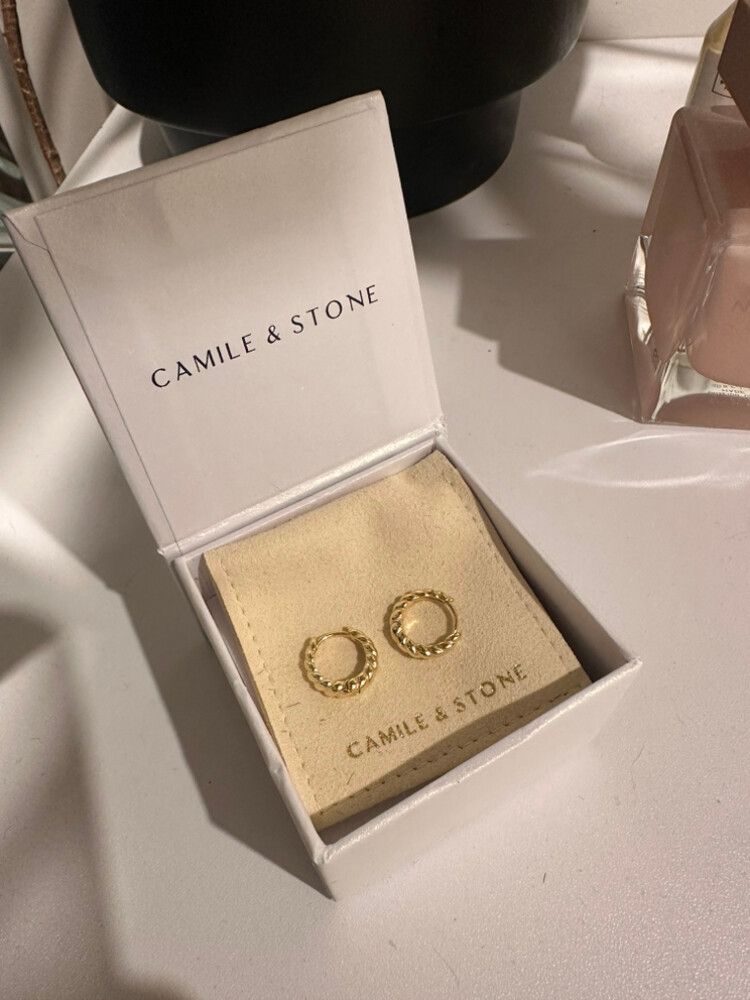 Camille and stone croissant earrings