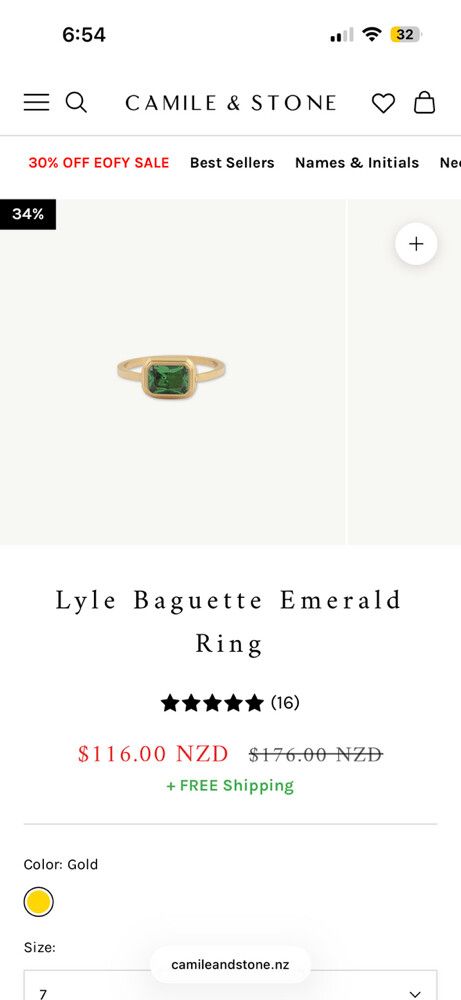 Camile & Stone Gold Green Emerald Ring