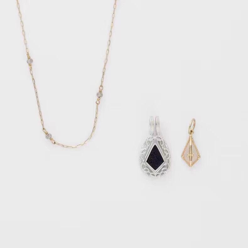 925 silver gold plated double pendant necklace