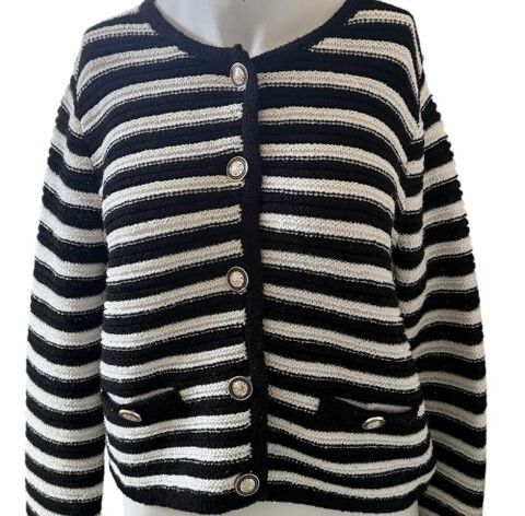 Black & White Striped Cardigan