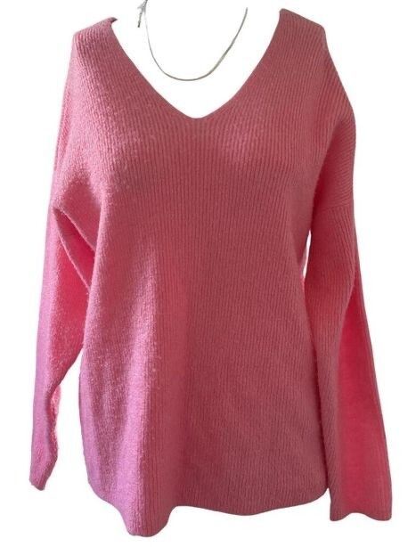 Pink Oversized V-Neck Knit