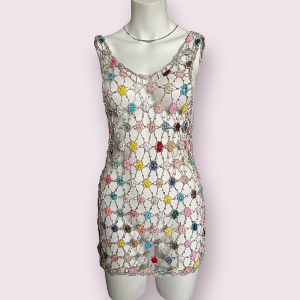 Lovelygirl Crochet Multi-Colour Mini Dress