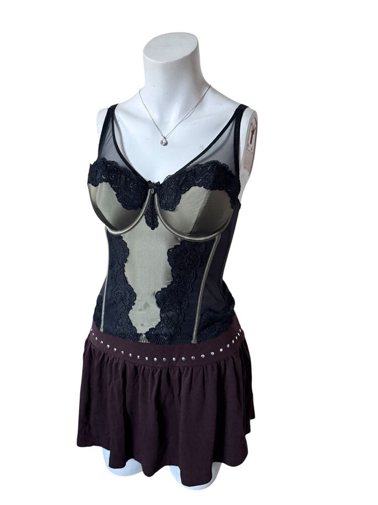 Distraction Black and green Lace Bustier