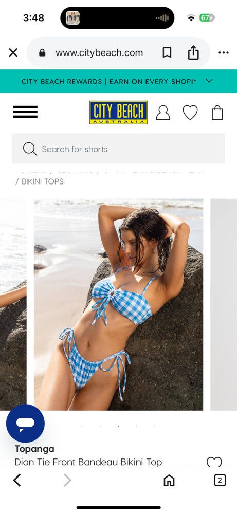 Topanga Blue Gingham Bandeau Bikin