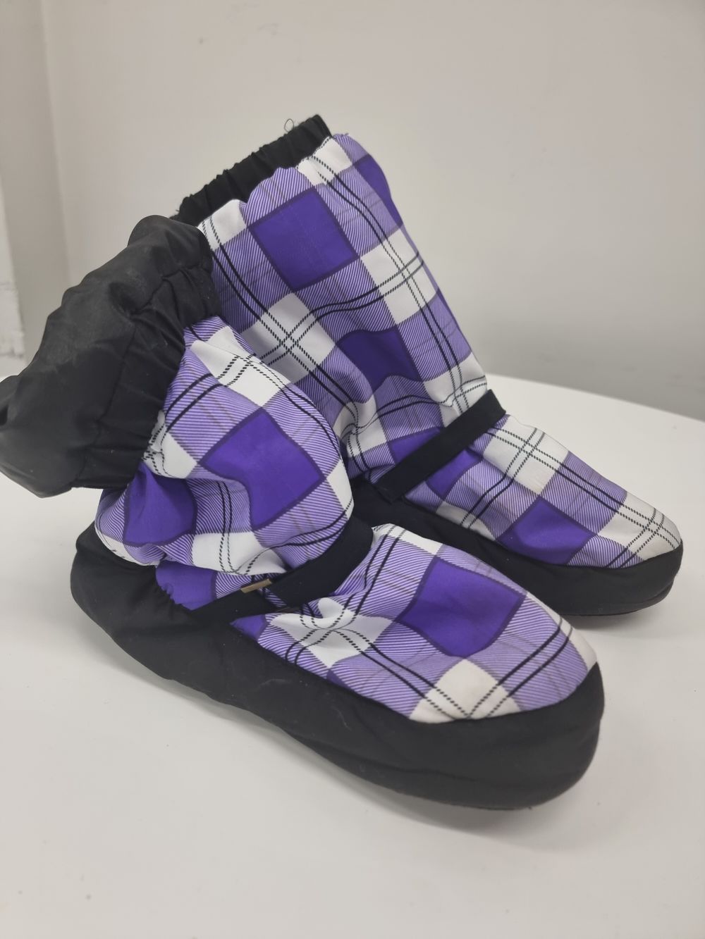 Slipper Boots - Purple Plaid