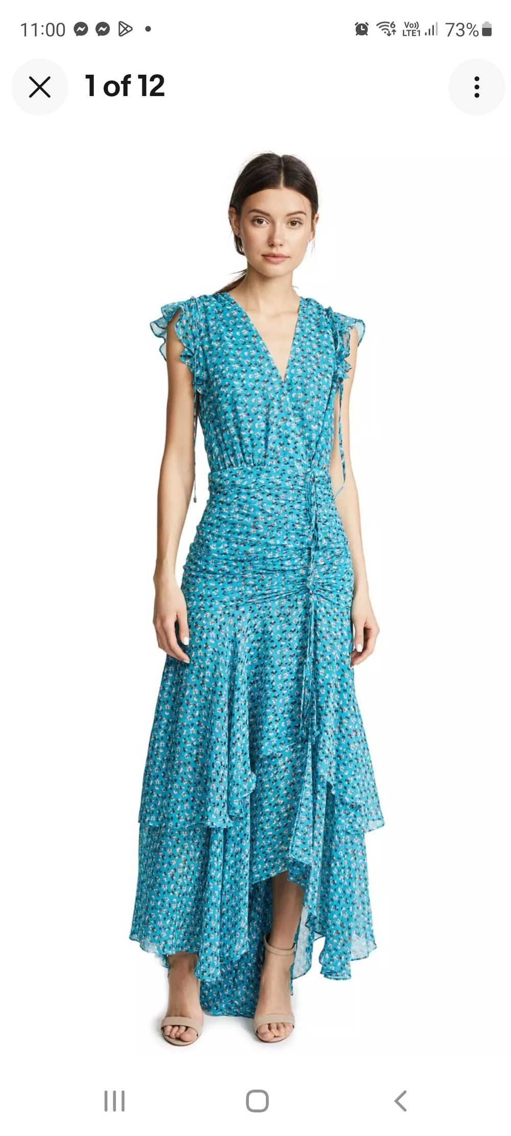 Veronica Beard Blue Floral Maxi Dress Size 0