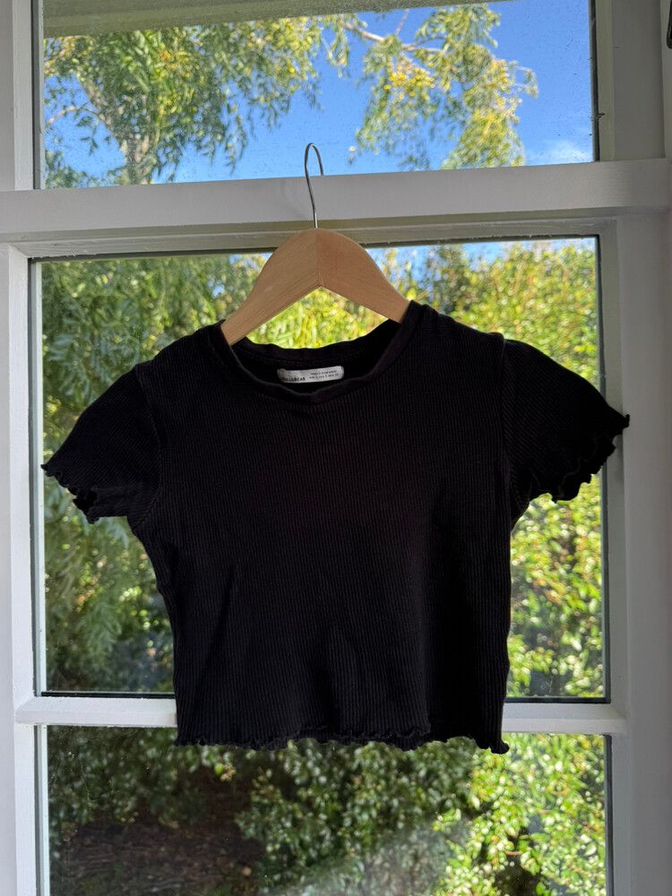 Pull&Bear Black Ribbed Top