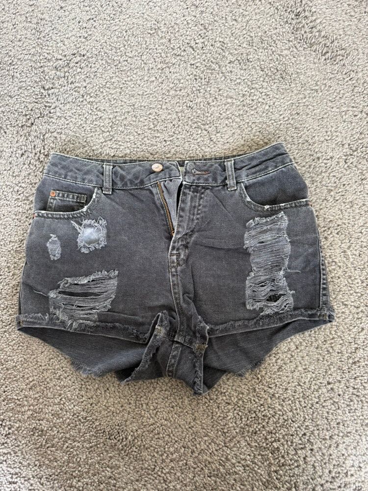 Topshop Moto Hallie Black Denim Shorts
