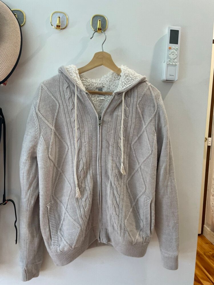 Rivers Beige Knit Hoodie Size S
