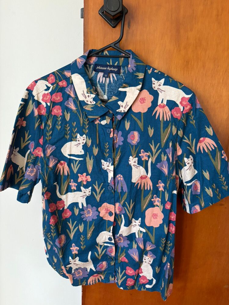 Princess Highway Button Up Cat Shirt Size 12